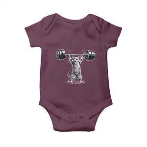 Funny Cat Gym Baby Onesie Weightlifting Workout TS10 Maroon Print Your Wear