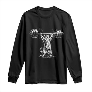 Funny Cat Gym Long Sleeve Shirt Weightlifting Workout TS10 Black Print Your Wear