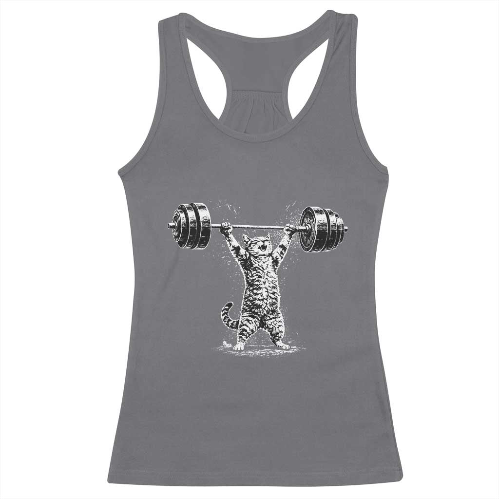 Funny Cat Gym Racerback Tank Top Weightlifting Workout TS10 Charcoal Print Your Wear