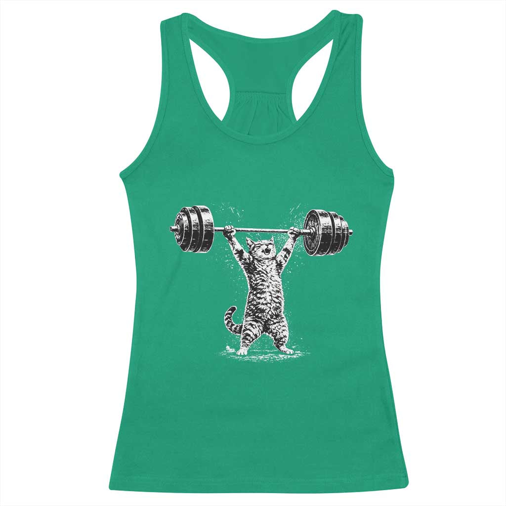 Funny Cat Gym Racerback Tank Top Weightlifting Workout TS10 Irish Green Print Your Wear