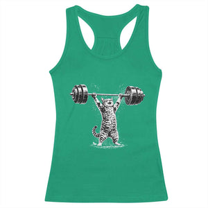 Funny Cat Gym Racerback Tank Top Weightlifting Workout TS10 Irish Green Print Your Wear
