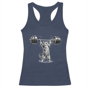 Funny Cat Gym Racerback Tank Top Weightlifting Workout TS10 Navy Print Your Wear