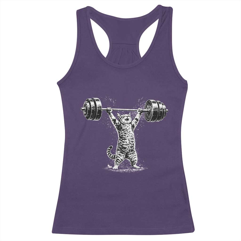 Funny Cat Gym Racerback Tank Top Weightlifting Workout TS10 Purple Print Your Wear
