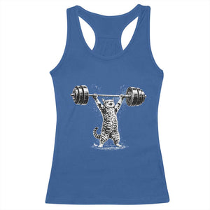 Funny Cat Gym Racerback Tank Top Weightlifting Workout TS10 Royal Blue Print Your Wear