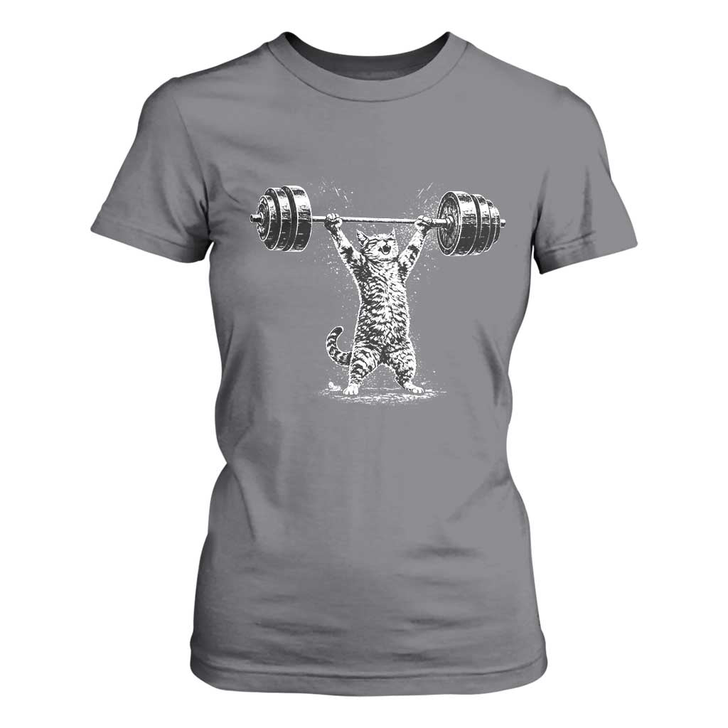 Funny Cat Gym T Shirt For Women Weightlifting Workout TS10 Charcoal Print Your Wear