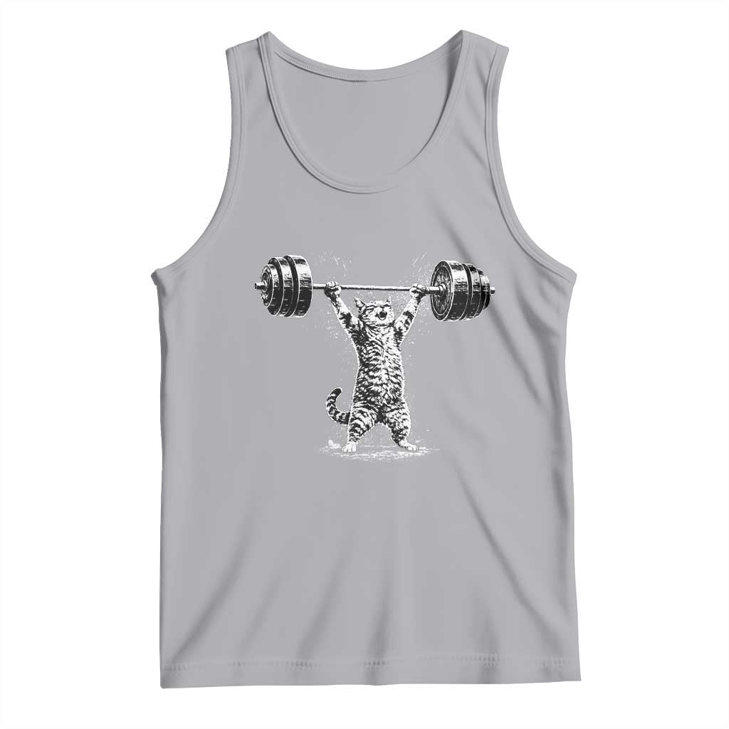 Funny Cat Gym Tank Top Weightlifting Workout TS10 Athletic Heather Print Your Wear