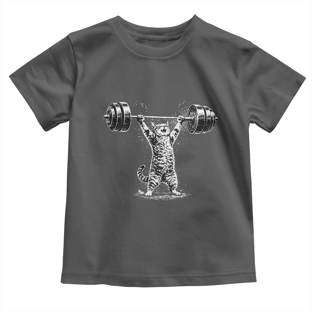Funny Cat Gym Toddler T Shirt Weightlifting Workout TS10 Dark Heather Print Your Wear