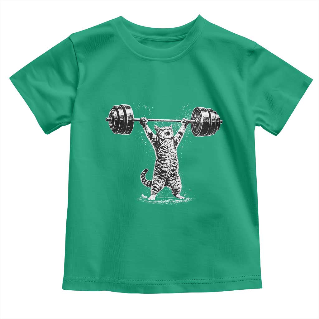 Funny Cat Gym Toddler T Shirt Weightlifting Workout TS10 Irish Green Print Your Wear