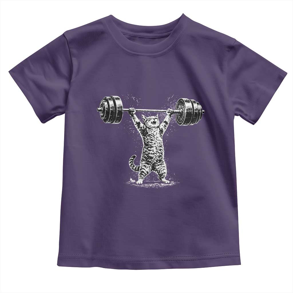 Funny Cat Gym Toddler T Shirt Weightlifting Workout TS10 Purple Print Your Wear
