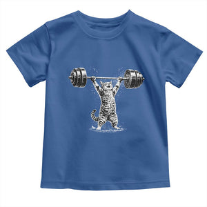 Funny Cat Gym Toddler T Shirt Weightlifting Workout TS10 Royal Blue Print Your Wear