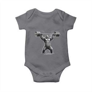 Funny Gym Bigfoot Baby Onesie Weightlifting Workout TS10 Charcoal Print Your Wear