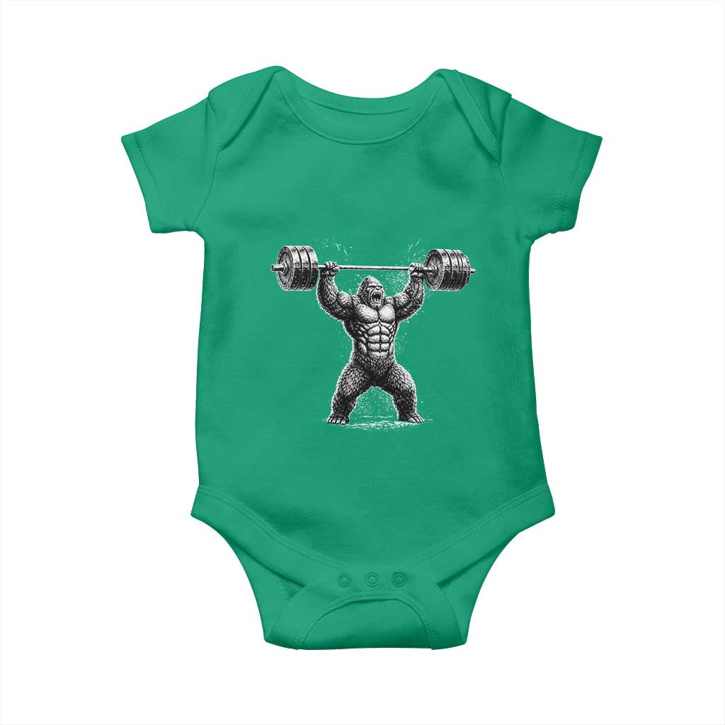 Funny Gym Bigfoot Baby Onesie Weightlifting Workout TS10 Irish Green Print Your Wear