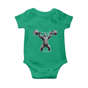Funny Gym Bigfoot Baby Onesie Weightlifting Workout TS10 Irish Green Print Your Wear