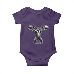 Funny Gym Bigfoot Baby Onesie Weightlifting Workout TS10 Purple Print Your Wear
