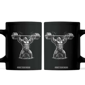 Funny Gym Bigfoot Coffee Mug Weightlifting Workout TS10 Black Print Your Wear
