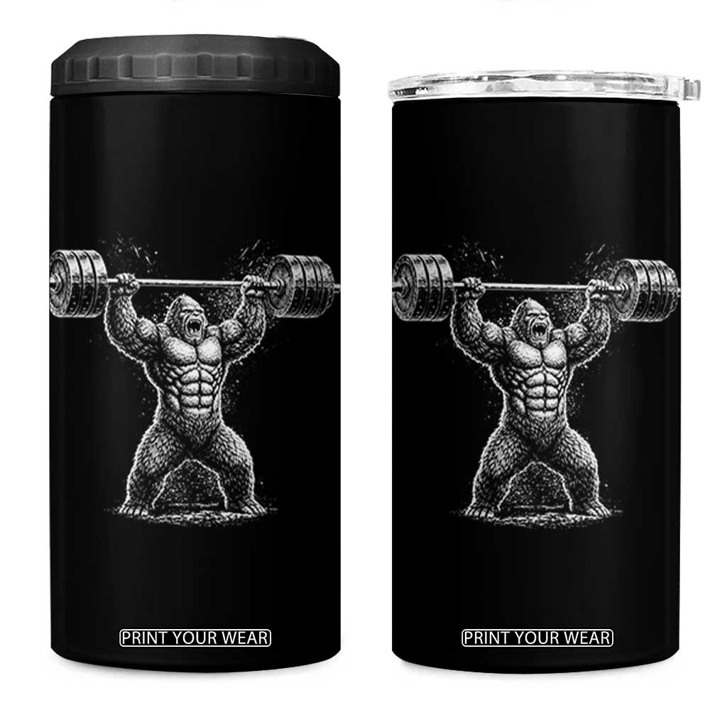 Funny Gym Bigfoot 4 in 1 Can Cooler Tumbler Weightlifting Workout TS10 One Size: 16 oz Black Print Your Wear