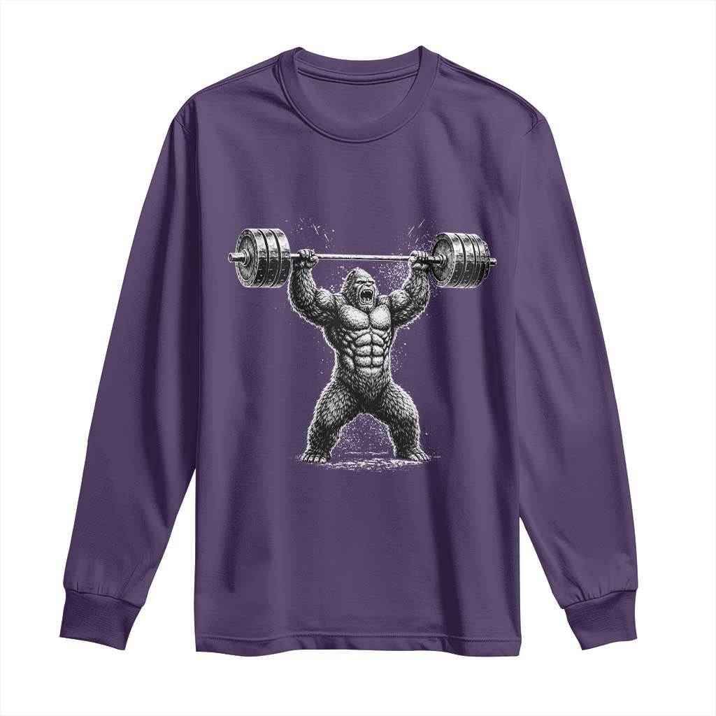 Funny Gym Bigfoot Long Sleeve Shirt Weightlifting Workout TS10 Purple Print Your Wear