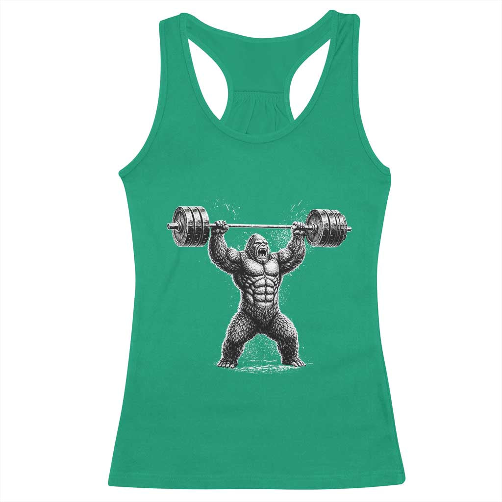 Funny Gym Bigfoot Racerback Tank Top Weightlifting Workout TS10 Irish Green Print Your Wear