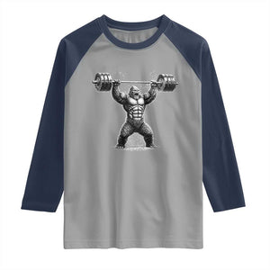 Funny Gym Bigfoot Raglan Shirt Weightlifting Workout TS10 Sport Gray Navy Print Your Wear