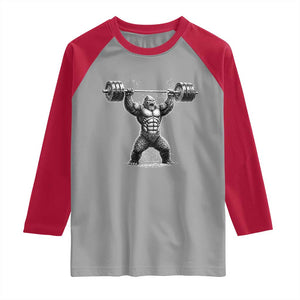 Funny Gym Bigfoot Raglan Shirt Weightlifting Workout TS10 Sport Gray Red Print Your Wear