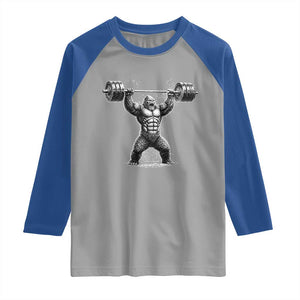Funny Gym Bigfoot Raglan Shirt Weightlifting Workout TS10 Sport Gray Royal Print Your Wear