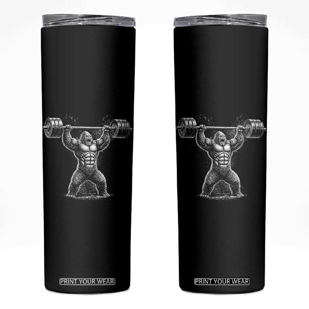 Funny Gym Bigfoot Skinny Tumbler Weightlifting Workout TS10 Black Print Your Wear