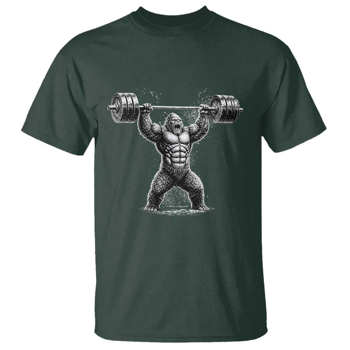 Funny Gym Bigfoot T Shirt Weightlifting Workout TS10 Dark Forest Green Print Your Wear