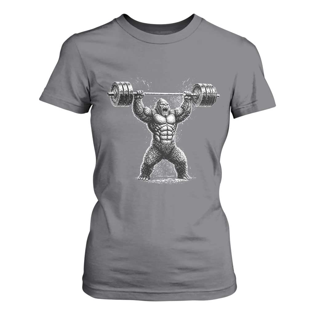 Funny Gym Bigfoot T Shirt For Women Weightlifting Workout TS10 Charcoal Print Your Wear