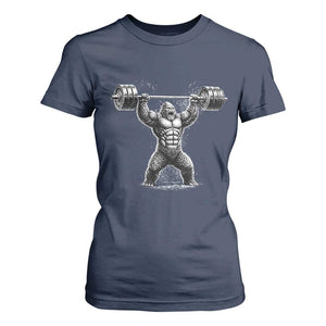 Funny Gym Bigfoot T Shirt For Women Weightlifting Workout TS10 Navy Print Your Wear