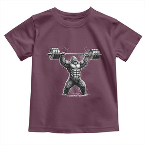 Funny Gym Bigfoot Toddler T Shirt Weightlifting Workout TS10 Maroon Print Your Wear