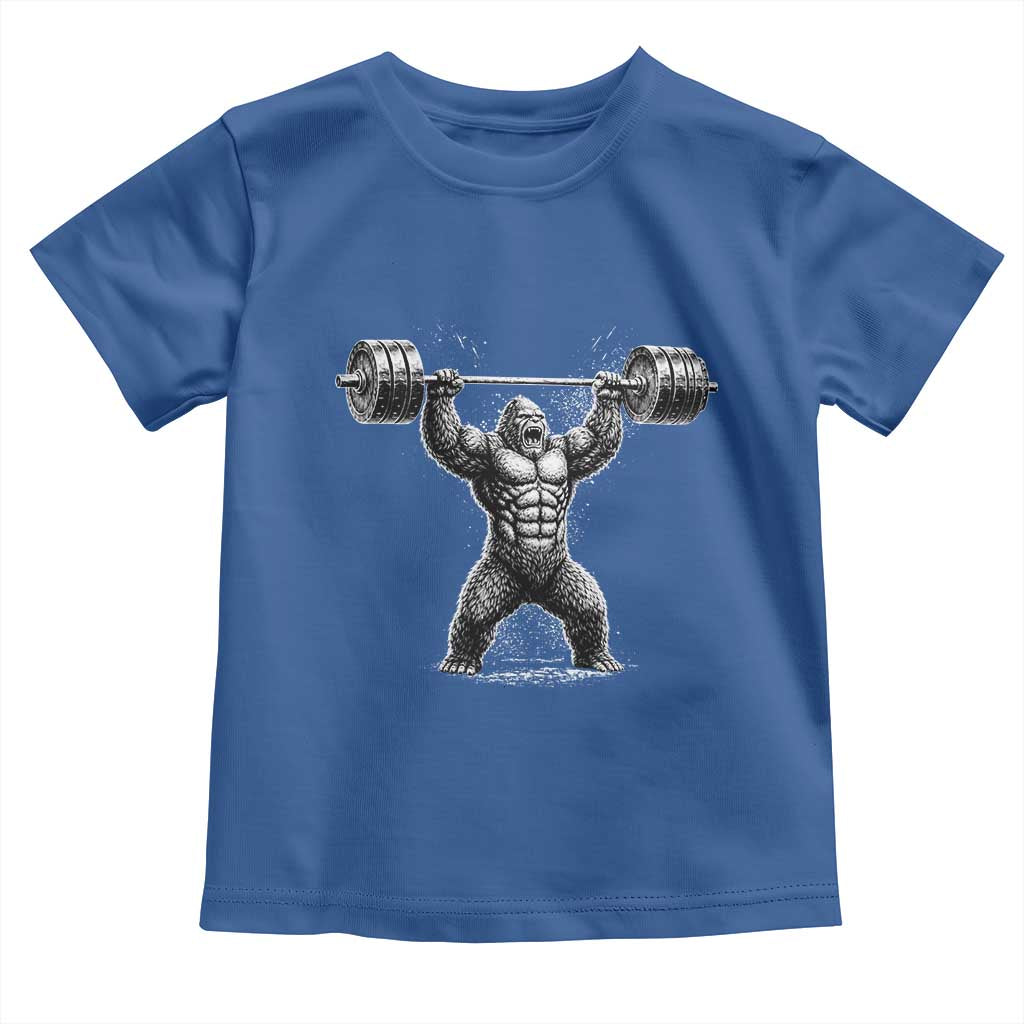 Funny Gym Bigfoot Toddler T Shirt Weightlifting Workout TS10 Royal Blue Print Your Wear