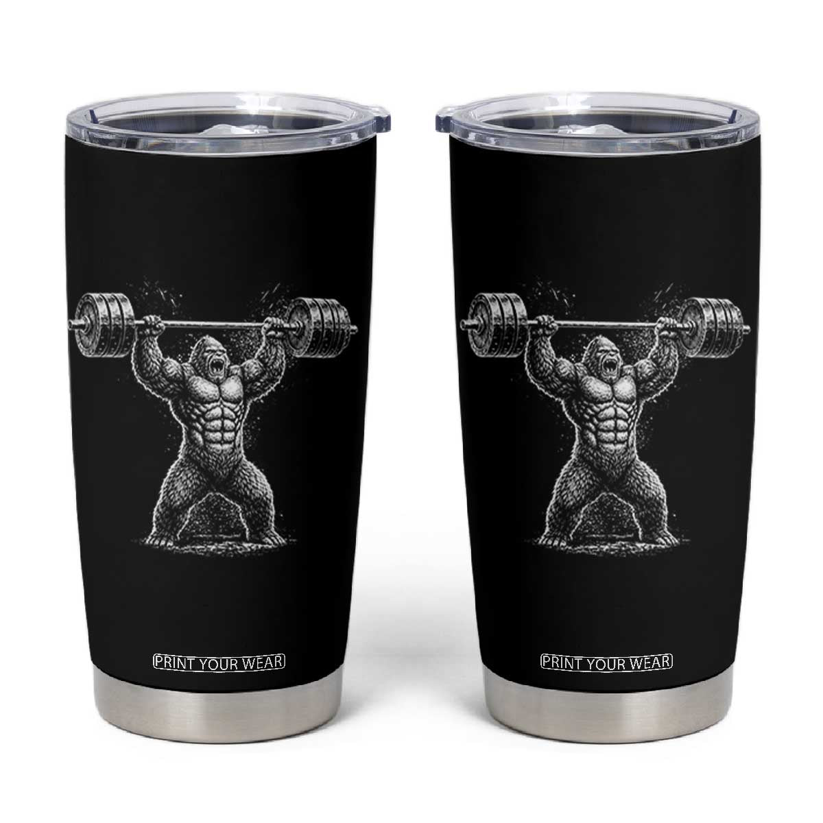 Funny Gym Bigfoot Tumbler Cup Weightlifting Workout TS10 Black Print Your Wear