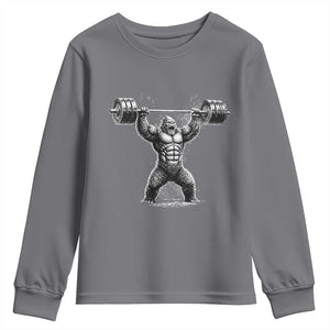 Funny Gym Bigfoot Youth Sweatshirt Weightlifting Workout TS10 Charcoal Print Your Wear