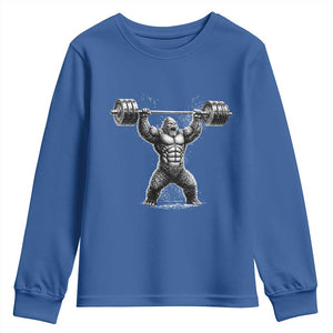 Funny Gym Bigfoot Youth Sweatshirt Weightlifting Workout TS10 Royal Blue Print Your Wear