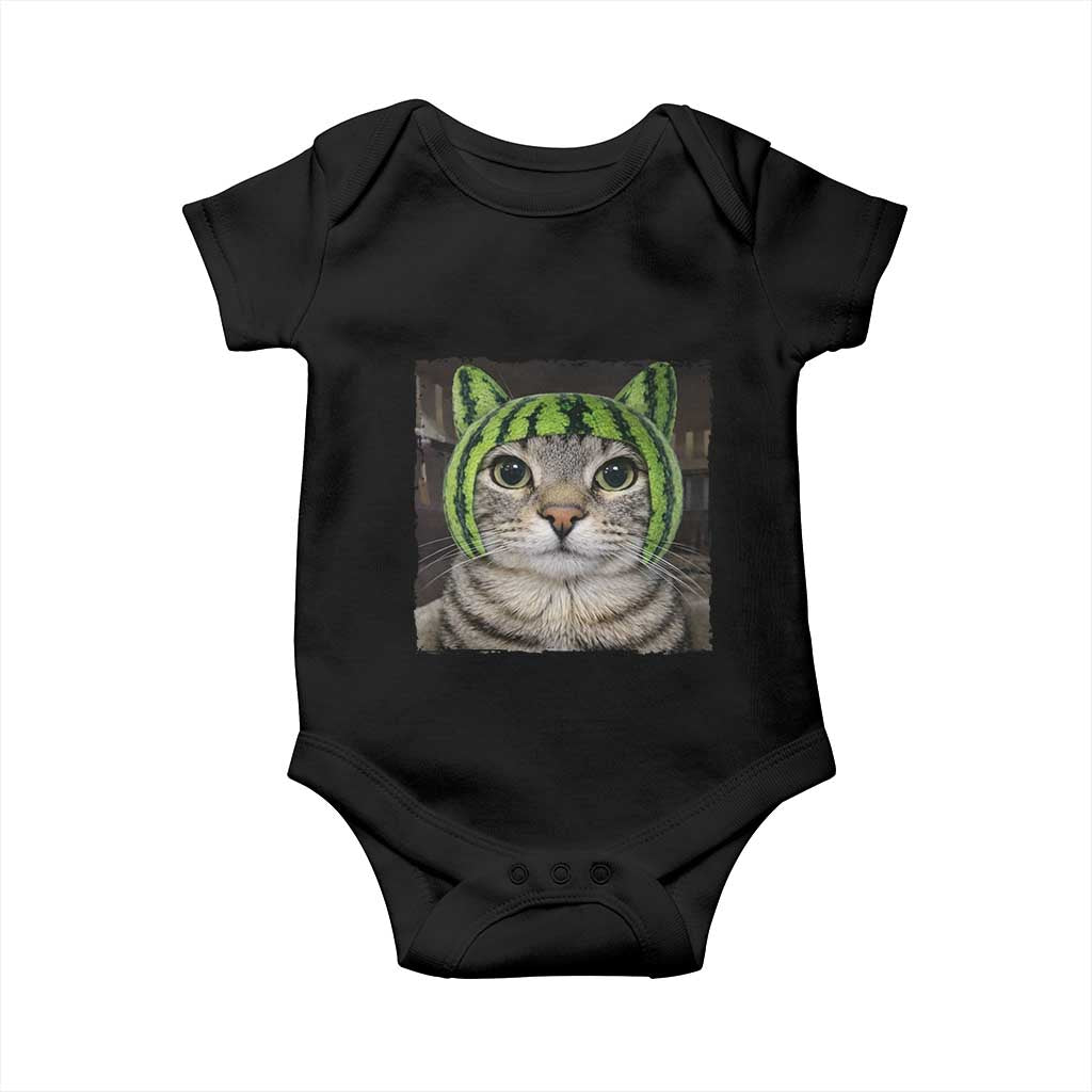 Watermelon Cat Silly Cat Meme Baby Onesie TS10 Black Print Your Wear
