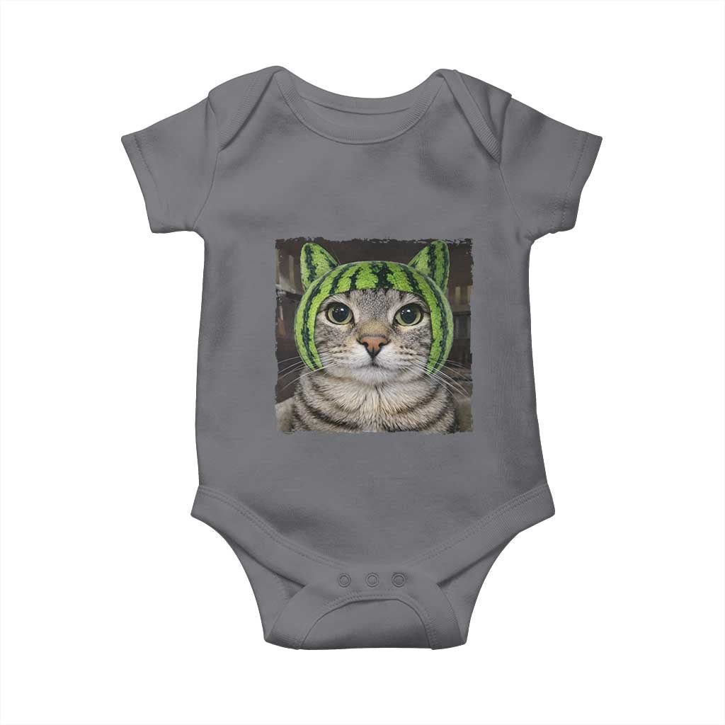 Watermelon Cat Silly Cat Meme Baby Onesie TS10 Charcoal Print Your Wear