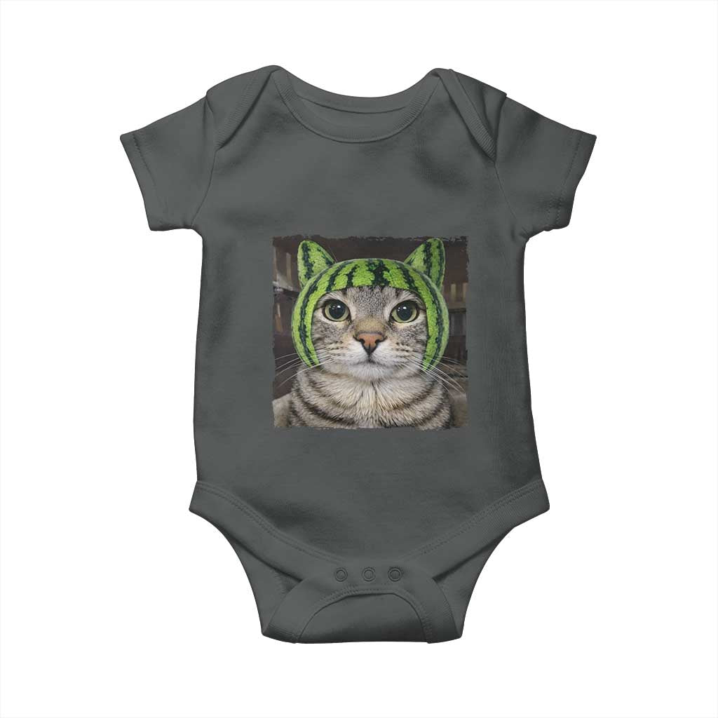 Watermelon Cat Silly Cat Meme Baby Onesie TS10 Dark Heather Print Your Wear