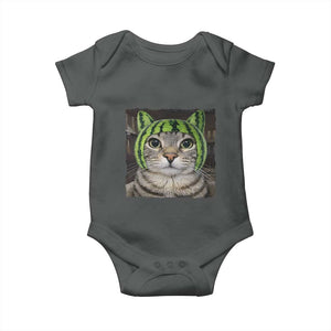Watermelon Cat Silly Cat Meme Baby Onesie TS10 Dark Heather Print Your Wear