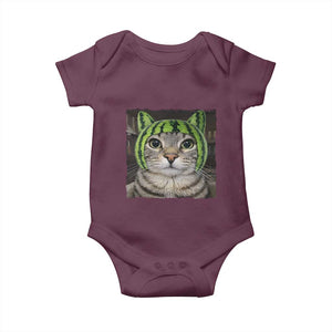 Watermelon Cat Silly Cat Meme Baby Onesie TS10 Maroon Print Your Wear