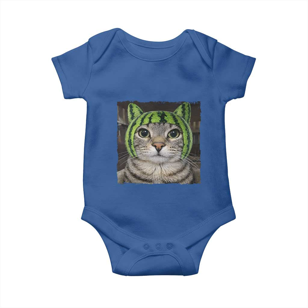 Watermelon Cat Silly Cat Meme Baby Onesie TS10 Royal Blue Print Your Wear