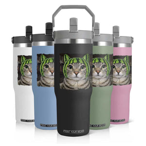 Watermelon Cat Silly Cat Meme Flip Straw Tumbler TS10 Print Your Wear