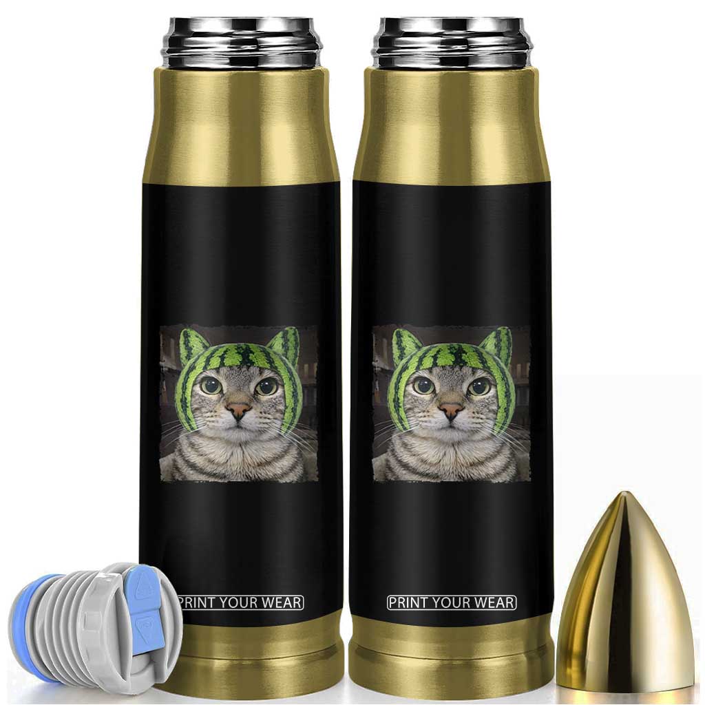 Watermelon Cat Silly Cat Meme Bullet Tumbler TS10 Black Print Your Wear