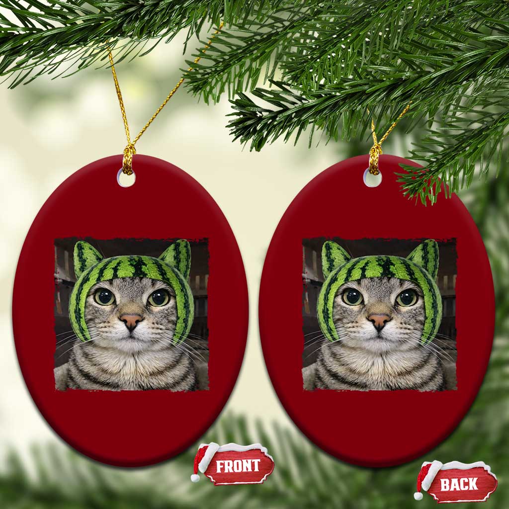 Watermelon Cat Silly Cat Meme Ceramic Ornament TS10 Print Your Wear