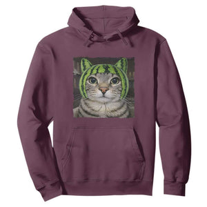 Watermelon Cat Silly Cat Meme Hoodie TS10 Maroon Print Your Wear