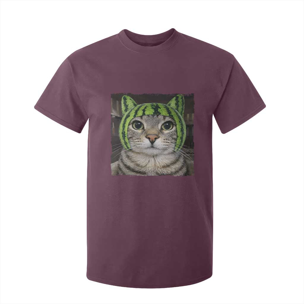 Watermelon Cat Silly Cat Meme T Shirt For Kid TS10 Maroon Print Your Wear