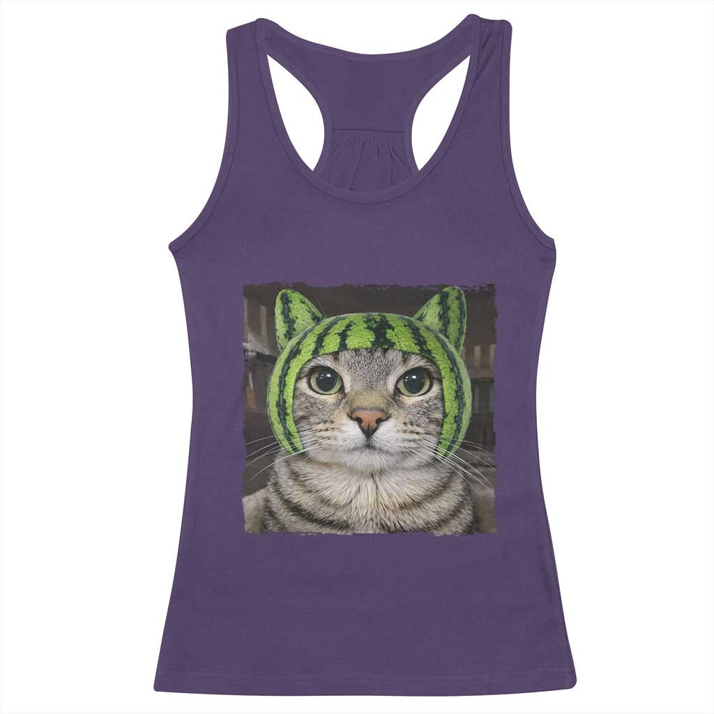 Watermelon Cat Silly Cat Meme Racerback Tank Top TS10 Purple Print Your Wear