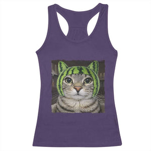 Watermelon Cat Silly Cat Meme Racerback Tank Top TS10 Purple Print Your Wear