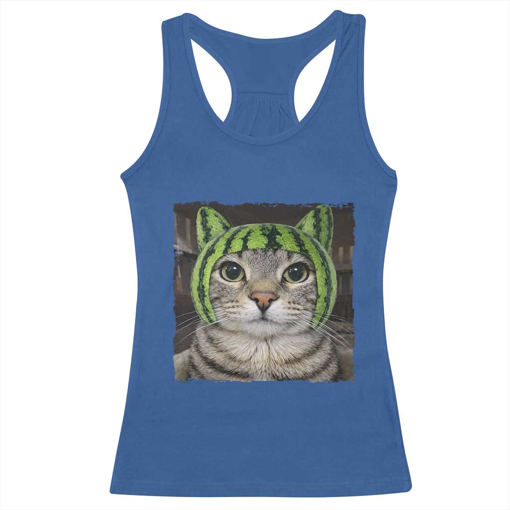 Watermelon Cat Silly Cat Meme Racerback Tank Top TS10 Royal Blue Print Your Wear