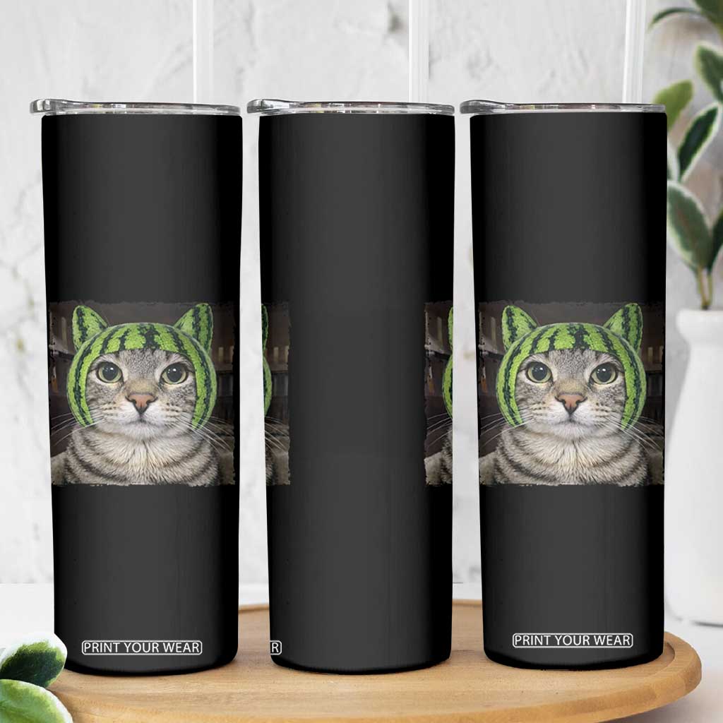 Watermelon Cat Silly Cat Meme Skinny Tumbler TS10 Print Your Wear