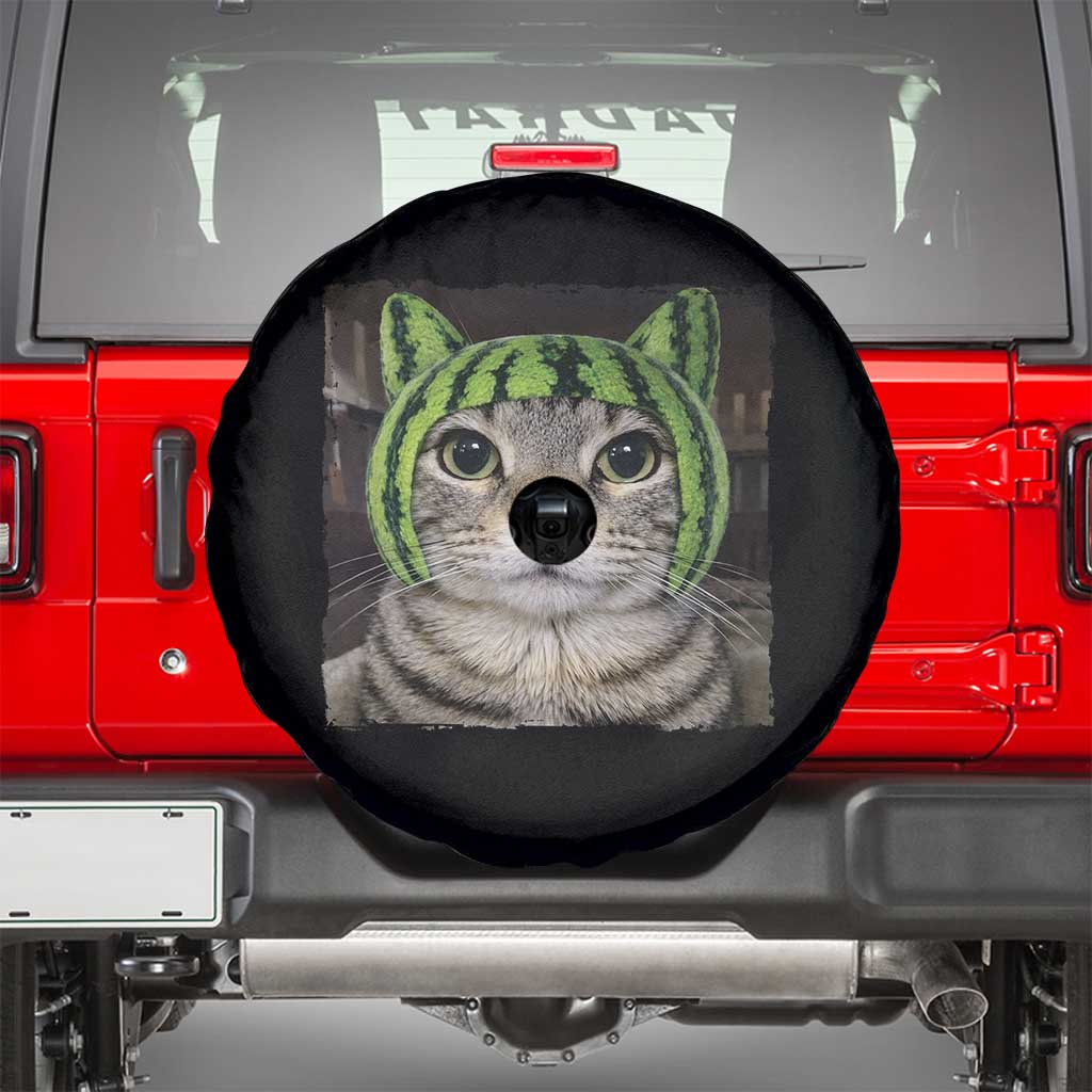Watermelon Cat Silly Cat Meme Spare Tire Cover TS10 Black Print Your Wear